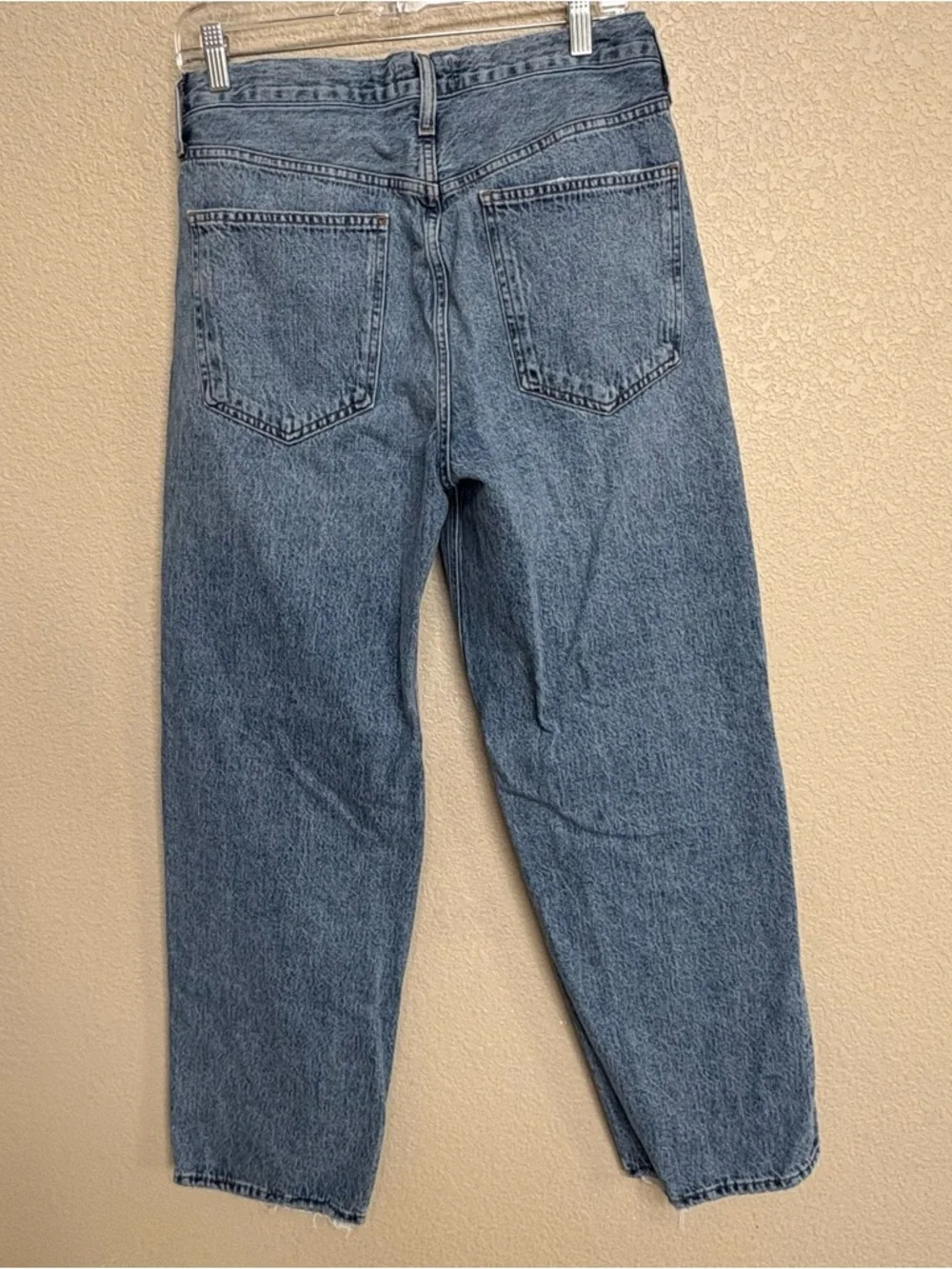 AGOLDE Criss Cross Straight Leg Jeans Blue Distressed Raw Hem 29 - Picture 3 of 11